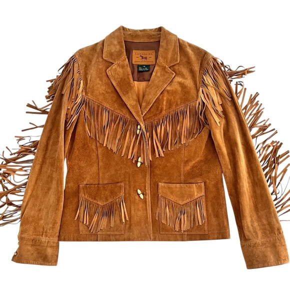 Ralph Lauren Jackets & Blazers - Ralph Lauren suede Jacket Fringe RARE Western size M toggle bone buttons